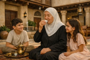 جدتي تشرب القهوة